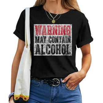Cute Drinking Warning May Contain Alcohol Women T-shirt - Seseable