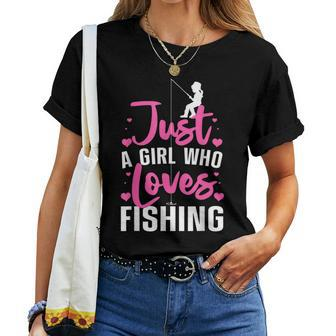 Cute Fishing For Women Girls Kids Fisher Fisherman Bass Fish Women T-shirt Crewneck Short Sleeve Graphic - Monsterry