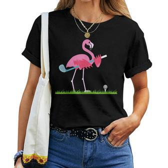 Cute Flamingo Playing Golf Golfer Sport Golfing Women T-shirt | Mazezy