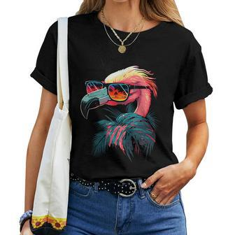 Cute Flamingo In Sunglasses Retro Vintage Beach Summer Women T-shirt | Mazezy