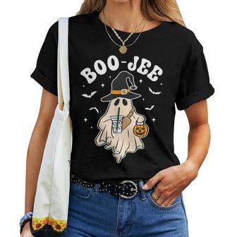 Cute Ghost Halloween Costume Coffee Witch Hat Boujee Boo Jee Women T-shirt