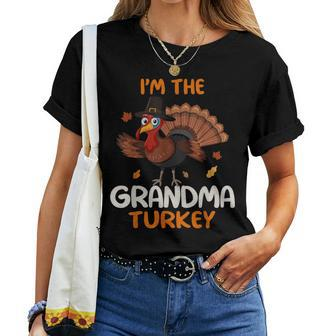 Cute I'm The Grandma Turkey Family Matching Thanksgiving Women T-shirt | Mazezy