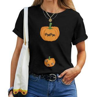 Cute Mama Pumpkin Baby Pumpkin Thanksgiving Pregnancy Outfit Women T-shirt Crewneck | Mazezy