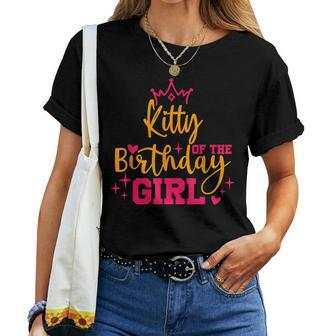 Cute Personalized Kitty Of The Birthday Girl Matching Family Women T-shirt | Mazezy UK