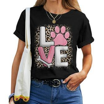 Cute Pink Love Dog Paw Dog Puppy Lover Girls Women T-shirt | Mazezy AU