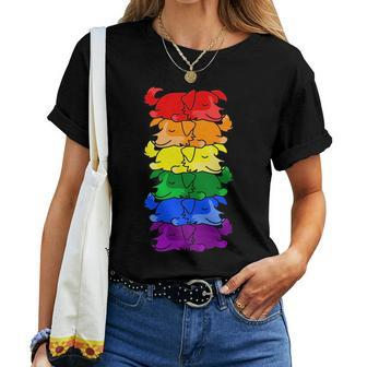 Cute Rainbow Australian Cattle Gay Pride Lgbt Puppy Lover Women T-shirt | Mazezy