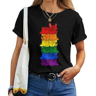 Cute Rainbow French Bulldog Gay Pride Lgbt Puppy Lover Women T-shirt | Mazezy