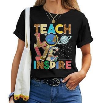 Cute Teach Love And Inspire Men Women Teacher Women T-shirt - Seseable
