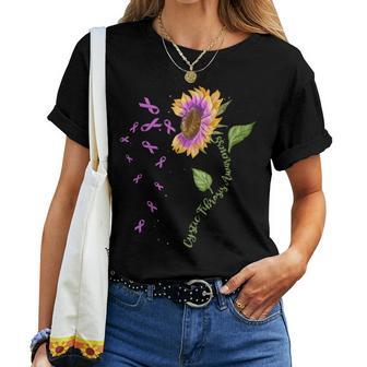 Cystic Fibrosis Awareness Sunflower Cf Awareness Women Crewneck Short T-shirt - Thegiftio UK