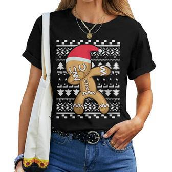 Dabbing Gingerbread Man Ugly Christmas Sweater Women T-shirt | Mazezy CA