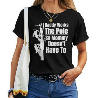 Dads Funny Electrical Lineman Gear | Husband & Lineman Wife Women T-shirt Crewneck Short Sleeve Graphic - Thegiftio UK