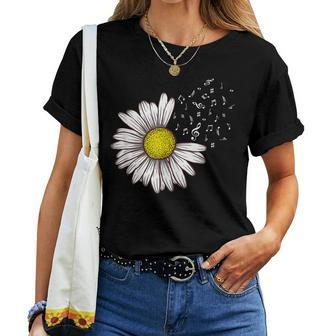 Daisy Musical Note Music Lover Floral Musical Note Women T-shirt | Mazezy UK