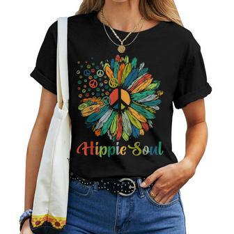 Daisy Peace Sign Hippie Soul Symbols For Flower Lovers Women T-shirt | Mazezy
