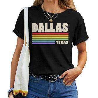Dallas Texas Pride Rainbow Flag Gay Pride Merch Queer City Women T-shirt | Mazezy DE