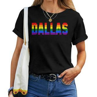 Dallas Texas Tx Lgbt Gay Pride Rainbow Flag Women T-shirt Crewneck | Mazezy