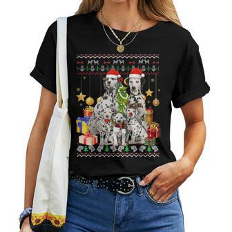 Dalmatian Ugly Christmas Sweater Santa Hat Women T-shirt - Monsterry DE