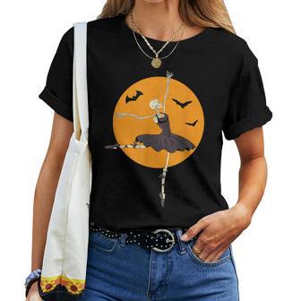 Dancing Skeleton Ballerina Ballet Dance Halloween Girl Women T-shirt - Thegiftio UK