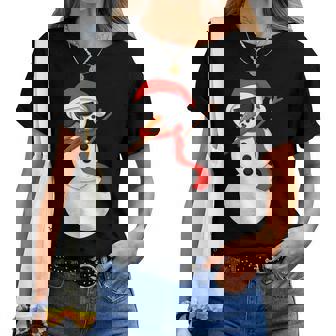 Dancing Snowman Christmas Matching Pajama Dancing Women T-shirt | Mazezy