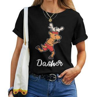 Dasher Reindeer Christmas Costume Ugly Christmas Sweater Women T-shirt | Mazezy