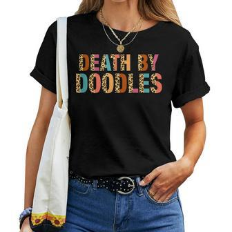 Death By Doodles Dog Groomer Dog Grooming Leopard Print Women T-shirt | Mazezy