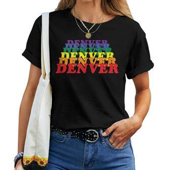 Denver City Gay Pride Rainbow Word Women T-shirt Crewneck | Mazezy