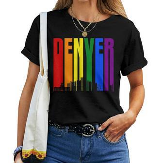 Denver Colorado Skyline Lgbtq Gay Pride Rainbow Women T-shirt | Mazezy