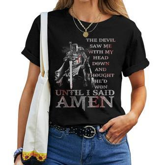 The Devil Saw Me With My Head Down Thought He'd Won Jesus Women T-shirt - Seseable
