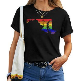 Distressed State Of Maryland Lgbt Rainbow Gay Pride Women T-shirt | Mazezy