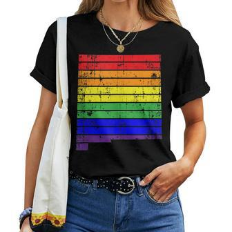 Distressed State Of New Mexico Lgbt Rainbow Gay Pride Women T-shirt | Mazezy