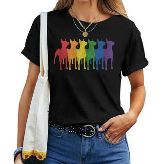 Doberman Dog Gay Pride Lgbtq Supporter Rainbow Ally Women T-shirt | Mazezy