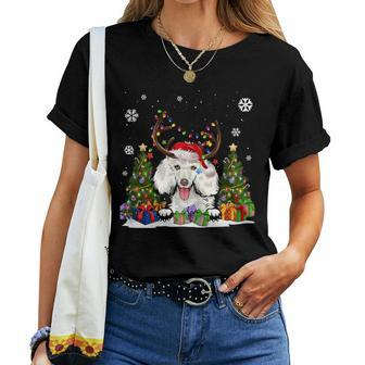 Dog Lovers Cute Poodle Santa Hat Ugly Christmas Sweater Women T-shirt - Monsterry