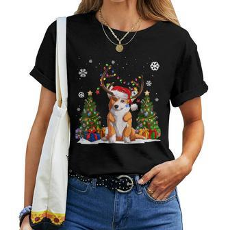 Dog Lovers Cute Welsh Corgi Santa Hat Ugly Christmas Sweater Women T-shirt - Seseable