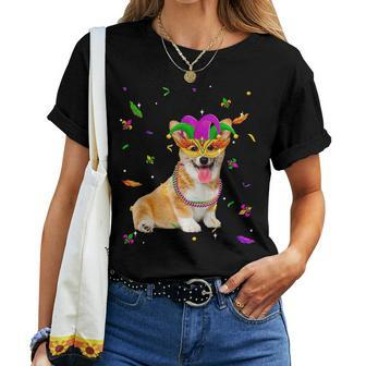 Dog Mom Dog Dad Corgi Cute Mardi Gras For Mom Women T-shirt