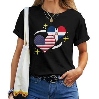 Dominican Republic American Flag Heart Dominican Women Women T-shirt - Seseable