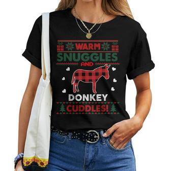 Donkey Lover Christmas Xmas Donkey Christmas Ugly Sweater Women T-shirt - Seseable