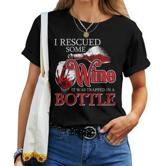 Drinking Wine Alcohol Rescued Women T-shirt - Seseable