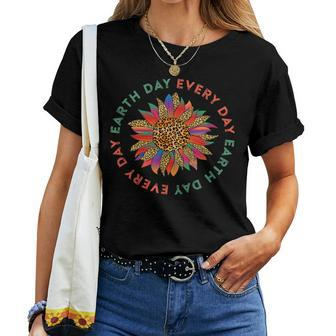 Earth Day Every Day Tie Dye Leopard Sunflower Quote Saying Women T-shirt Casual Daily Basic Unisex Tee | Mazezy