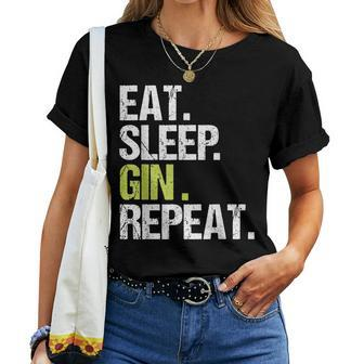 Eat Sleep Gin Repeat Alcohol Lover Christmas Women T-shirt | Mazezy UK