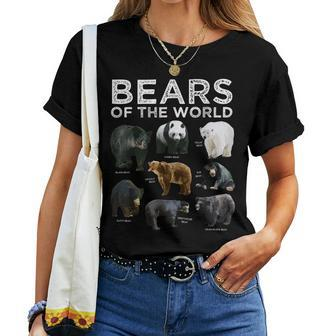 Eight 8 Bear Species Of The World Panda Polar Grizzly Black Women T-shirt | Mazezy