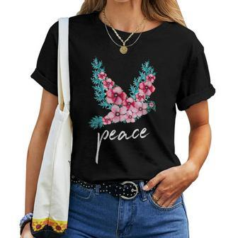 Elegant Floral Dove Peace Kindness & Love Bird Lover Women T-shirt | Mazezy