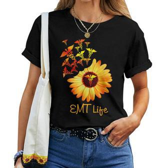 Emt Life Sunflower Cute Nurse Women T-shirt | Mazezy