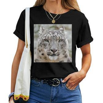 Endangered Snow Leopard Big Asian Cat Wildlife Women T-shirt | Mazezy