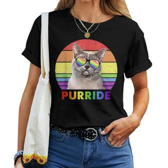 European Burmese Cat Rainbow Gay Pride Lgbtq Women T-shirt Crewneck | Mazezy