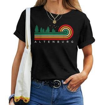 Evergreen Vintage Stripes Altenburg Missouri Women T-shirt | Mazezy
