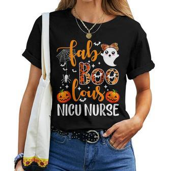 Faboolous Nicu Nurse Ghost Pumpkin Halloween Nursing Women T-shirt - Monsterry