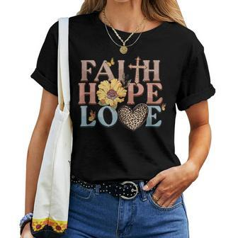Faith Hope Love Leopard Jesus Christian Religious Boho Faith Women T-shirt | Mazezy
