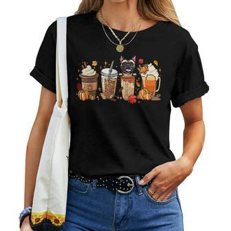 Fall Coffee French Bulldog Halloween Outfit For Fall Season For Coffee Lovers Women T-shirt | Mazezy
