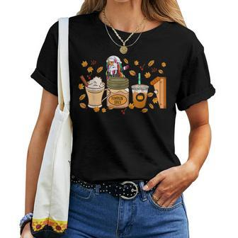 Fall Coffee Pumpkin Spice Latte Iced Autumn Unicorn For Coffee Lovers Women T-shirt | Mazezy
