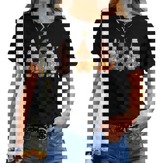 Fall Gnomes Thanksgiving Gnomes With Pumpkin Autumn Leaves Thanksgiving Women T-shirt | Mazezy