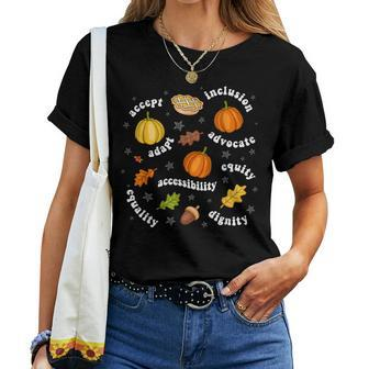 Fall Leaves Sped Teacher Pumpkin Special Education Teacher Women T-shirt - Monsterry DE